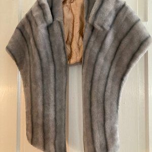 Vintage Faux Fur stole Grey